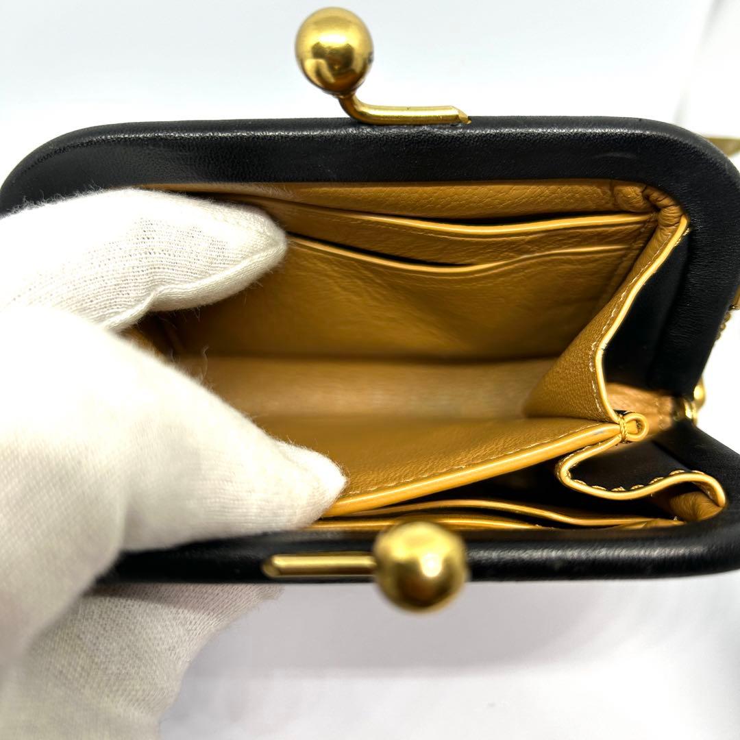 COACH レザー キスロック がま口 ケース 財布 黒 68326