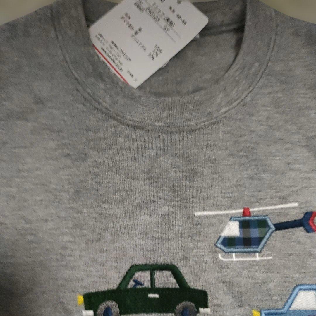 ファミリア長袖Tシャツ車アップリケ　GY 　100