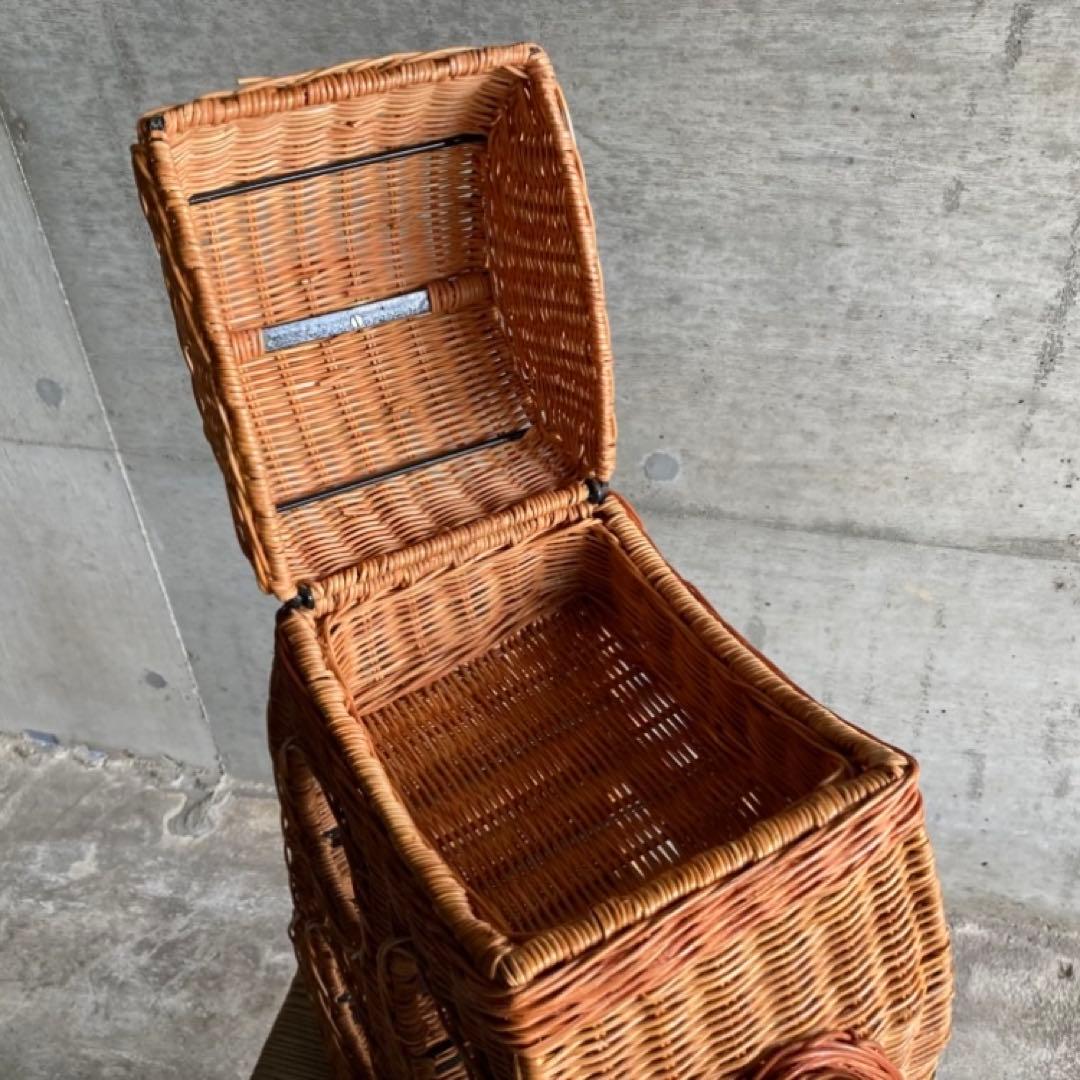 ワイン ボトル ホルダー ラック 籠 ポット 台 収納 籐 ラタン 木製 レトロ