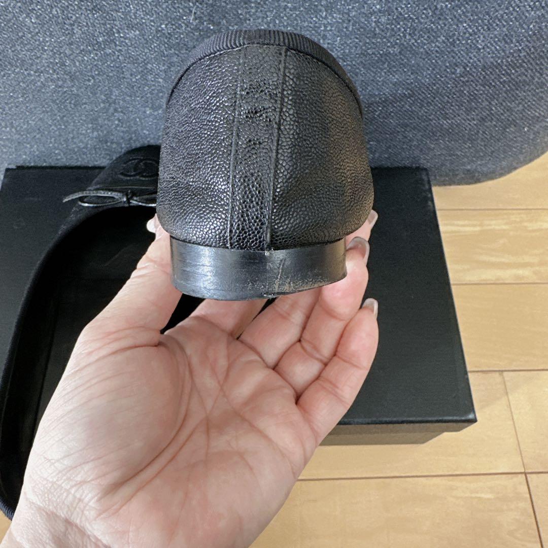 CHANEL シャネル　ロゴ リボン バレエシューズ パンプス ブラック 36
