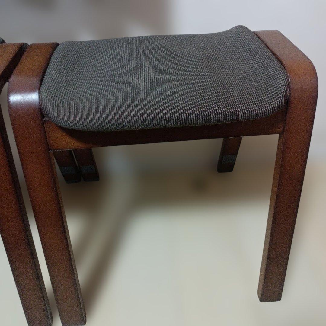 ニトリ　NITORI 木製スツール　リューク　布張り　ブラウン　３脚セット