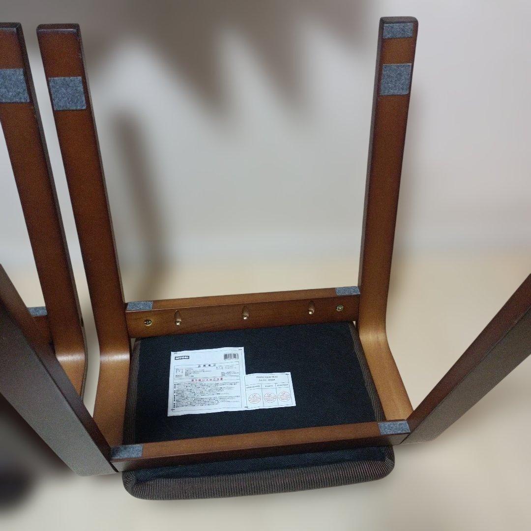 ニトリ　NITORI 木製スツール　リューク　布張り　ブラウン　３脚セット