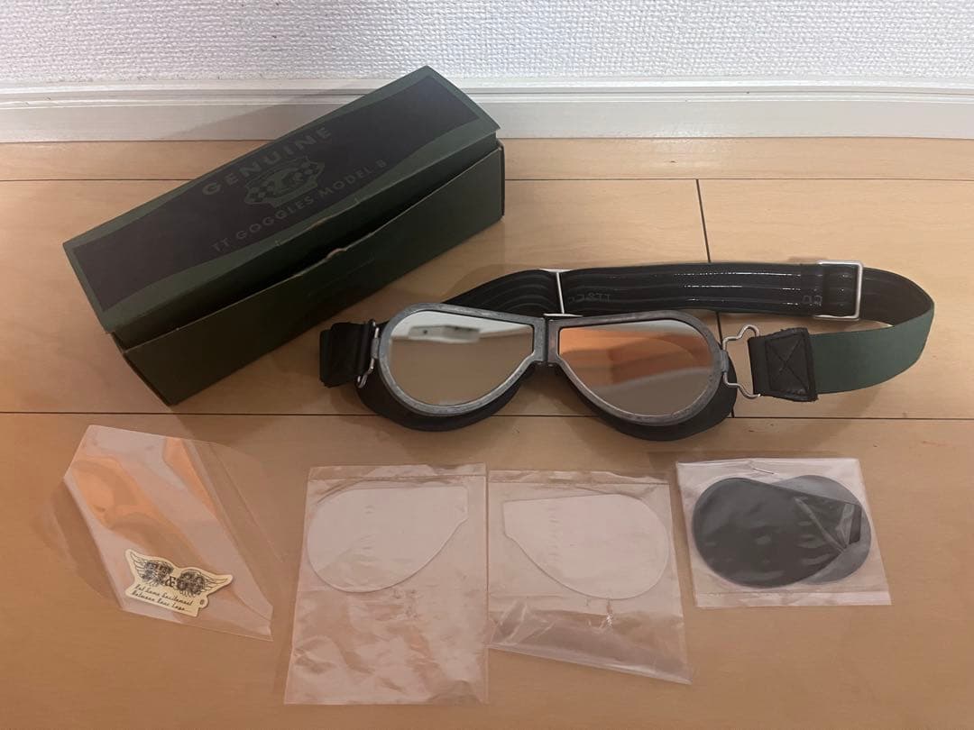 TT&CO. TTゴーグル モデルB シルバー ジェットヘルメット ビンテージ