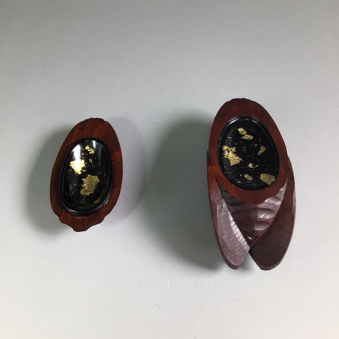 Ｒ６６１　香合　『海田雅孝作』『木彫』『蝉セミ香合』　共箱　茶道具　木工芸