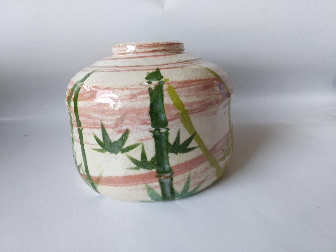 楽焼 楽茶碗 楽入窯 吉村楽入 作 竹画 共箱 栞 茶道具 抹茶碗 美品 です。