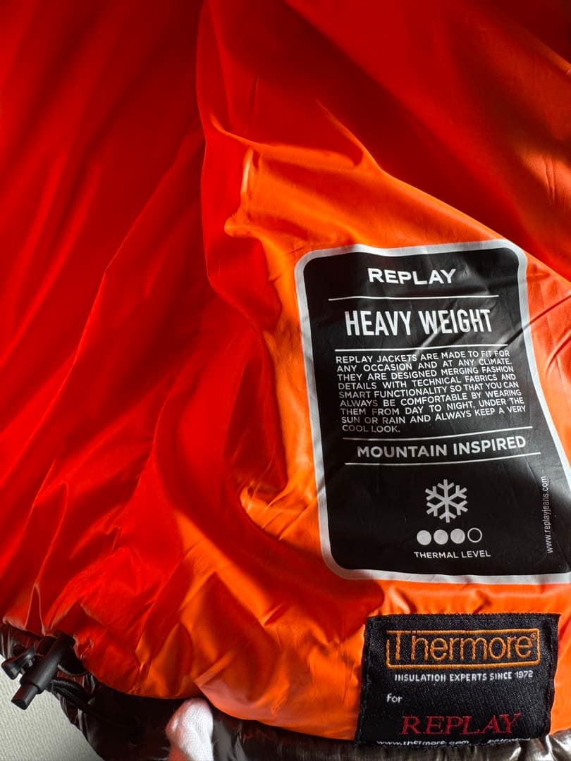 REPLAY リプレイ 中綿ベスト M カーキ×ブラック 定価39,600円