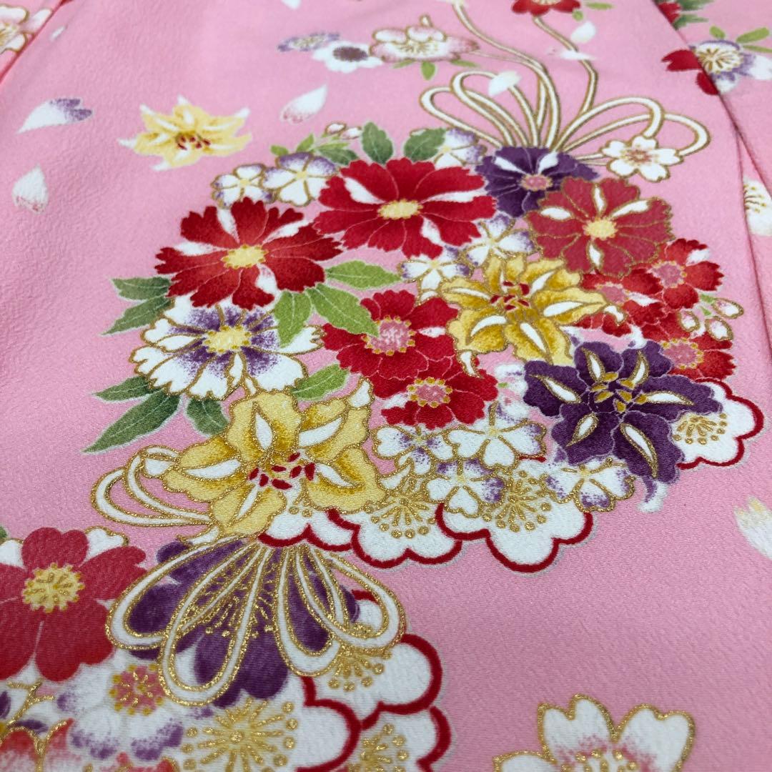 七五三　女の子　7歳　花夢二ブランド 着物　帯　小物　セット　四つ身