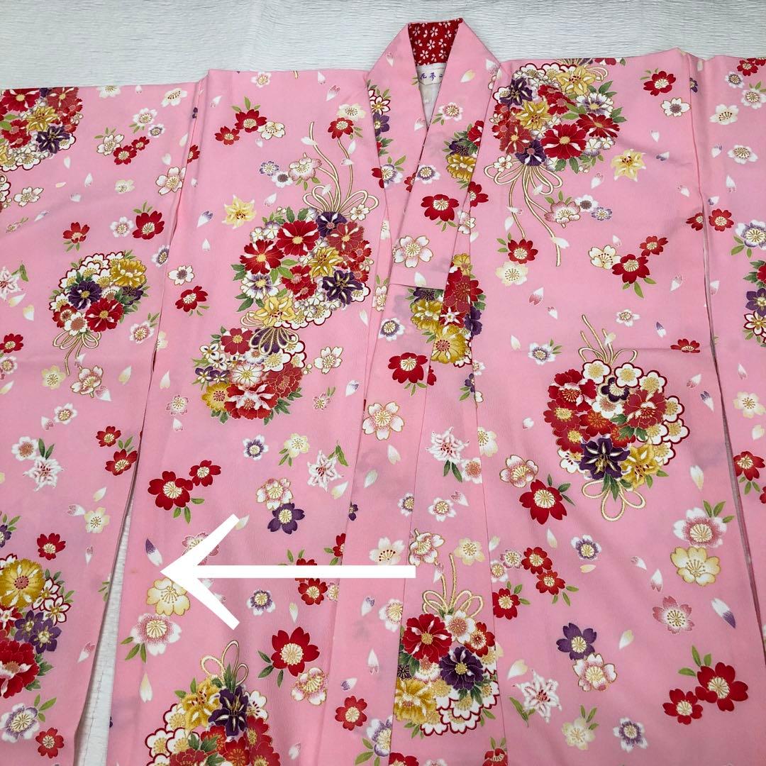 七五三　女の子　7歳　花夢二ブランド 着物　帯　小物　セット　四つ身