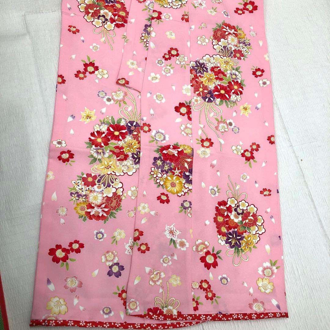 七五三　女の子　7歳　花夢二ブランド 着物　帯　小物　セット　四つ身