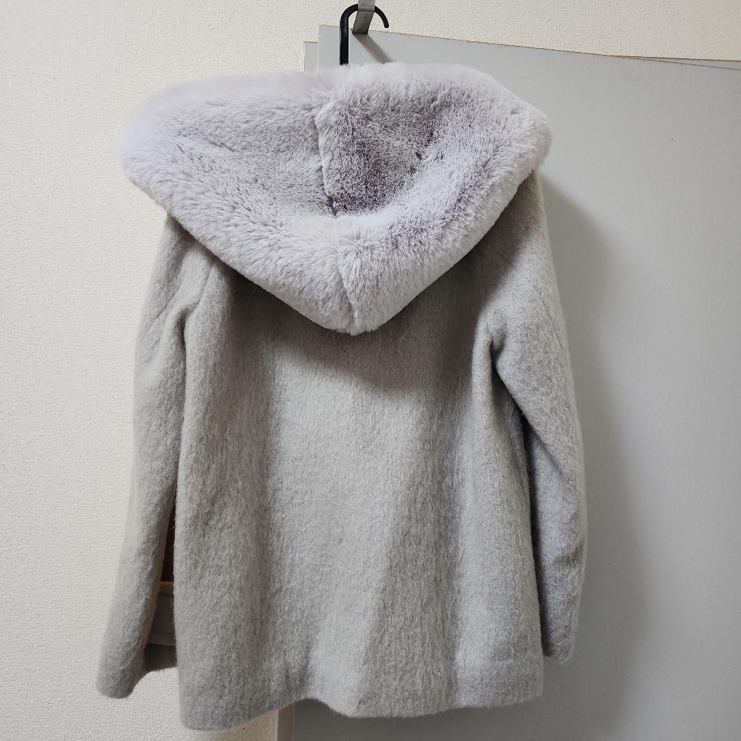 Diagram グレー ダブルブレスト コート ファー付き