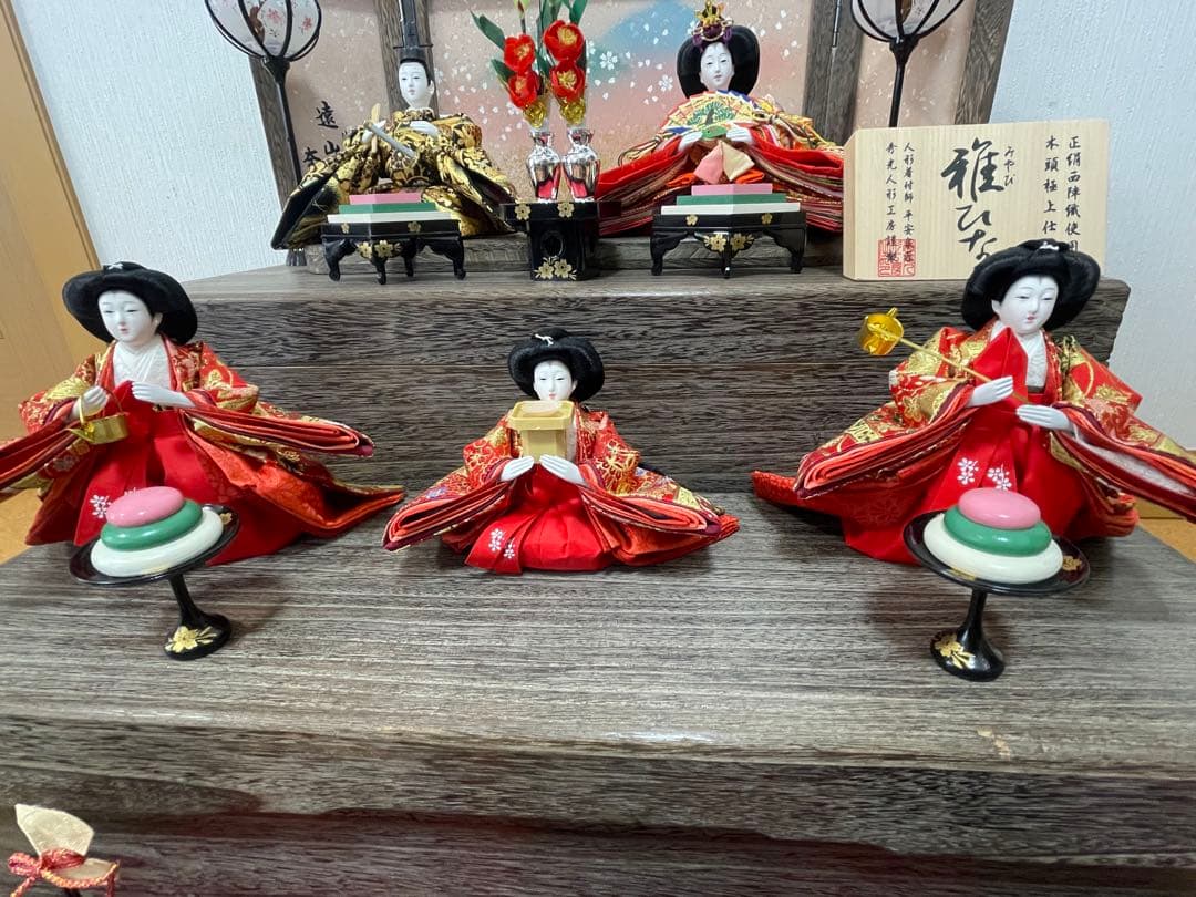 三段ひな祭り雛人形セット 正絹西陣織