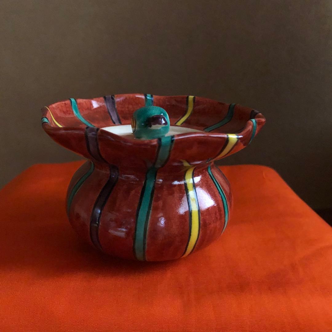 茶道具　仁清写赤線文　森里陶楽造　茶器　高台寺窯