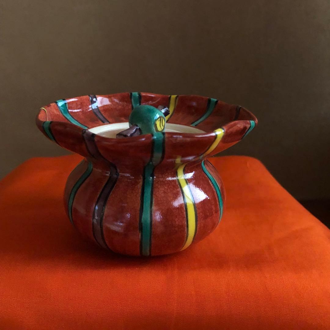 茶道具　仁清写赤線文　森里陶楽造　茶器　高台寺窯