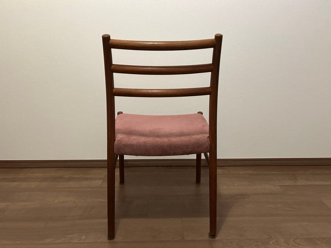 ヴィンテージ　チーク無垢材×スエード　チェア　青林製作所　椅子　北欧