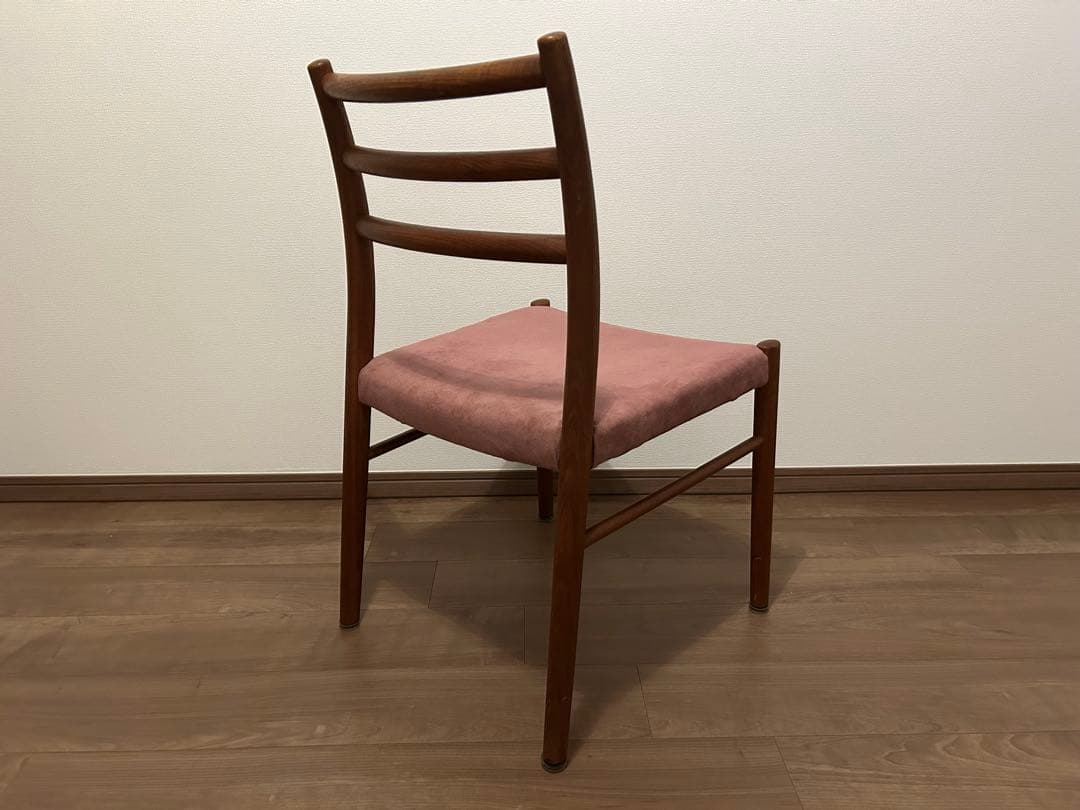 ヴィンテージ　チーク無垢材×スエード　チェア　青林製作所　椅子　北欧