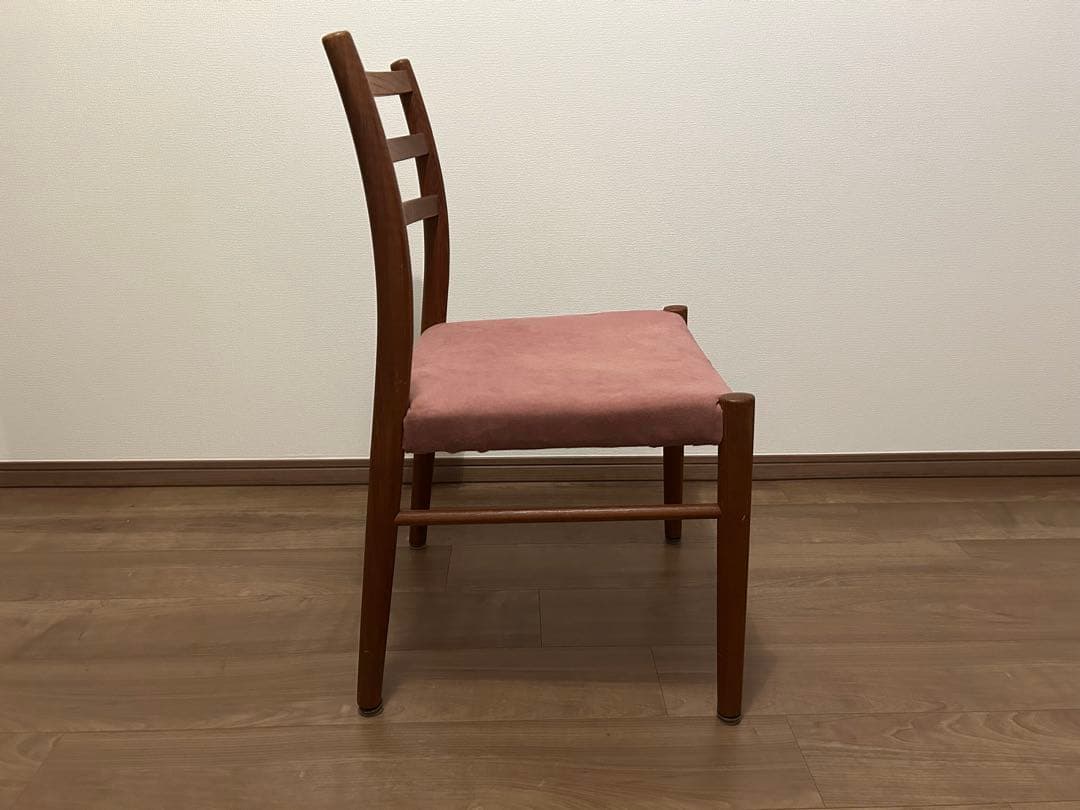 ヴィンテージ　チーク無垢材×スエード　チェア　青林製作所　椅子　北欧